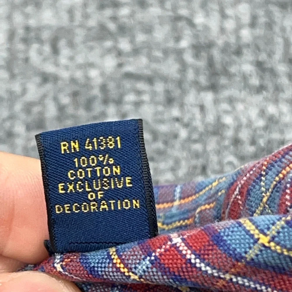 Polo Ralph Lauren Shirt Mens XL Red Blue Check Plaid Long Sleeve Button‎ Down